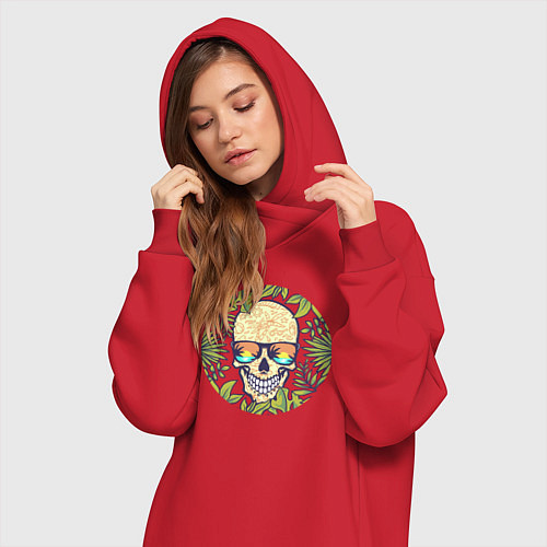 Женская толстовка-платье Skull and nature / Красный – фото 3