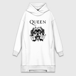 Женское худи-платье Queen - rock dog, цвет: белый