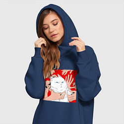 Женское худи-платье Измученный кот и руки, цвет: тёмно-синий — фото 2