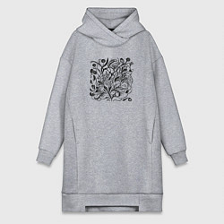 Женская толстовка-платье Абстрактные цветы и линии