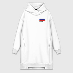 Женское худи-платье Россия карта и флаг, цвет: белый