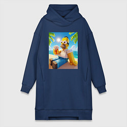 Женская толстовка-платье Гомер Симпсон в стиле Майнкрафт с кружкой пива - н