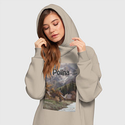 Женское худи-платье Polina деревушка, цвет: миндальный — фото 2