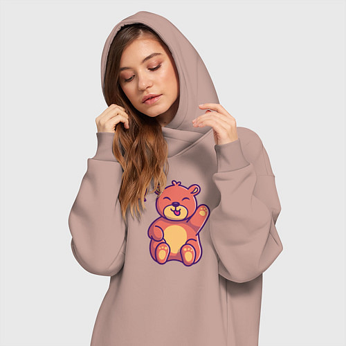 Женская толстовка-платье Lovely bear / Пыльно-розовый – фото 3