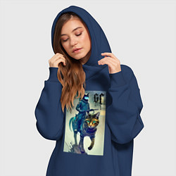 Женское худи-платье Cat forces - ai art fantasy, цвет: тёмно-синий — фото 2