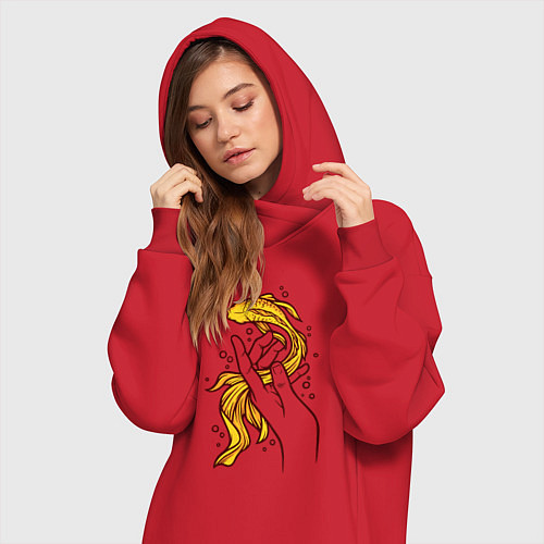 Женская толстовка-платье Золотая рыбка / Красный – фото 3