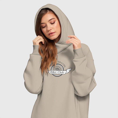 Женская толстовка-платье Время путешествовать - клуб байкеров / Миндальный – фото 3