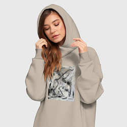 Женское худи-платье Abstract painting, цвет: миндальный — фото 2