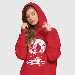 Женское худи-платье Череп плачет, цвет: красный — фото 2