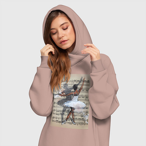 Женская толстовка-платье Балет ноты / Пыльно-розовый – фото 3