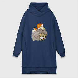 Женская толстовка-платье Добрый ежик с грибами