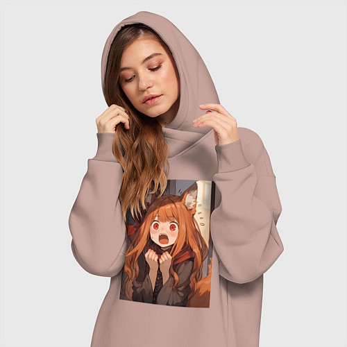 Женская толстовка-платье Волчица и пряности Холо удивление / Пыльно-розовый – фото 3