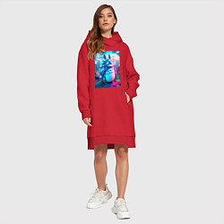 Женское худи-платье Cool Totoro - cyberpunk, цвет: красный — фото 2