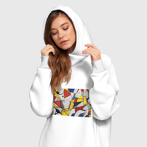 Женская толстовка-платье Поп-арт яркая абстракция / Белый – фото 3