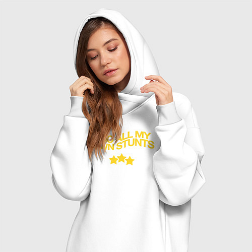 Женская толстовка-платье I do all my own stunts / Белый – фото 3