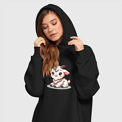 Женское худи-платье Милый козлик, цвет: черный — фото 2