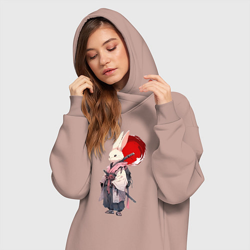 Женская толстовка-платье Заяц ронин / Пыльно-розовый – фото 3