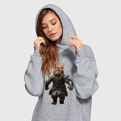 Женское худи-платье Кот викинг, цвет: меланж — фото 2