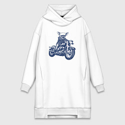 Женское худи-платье Чихуахуа байкер на мотоцикле, цвет: белый