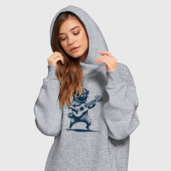 Женское худи-платье Мопс с гитарой укулеле, цвет: меланж — фото 2