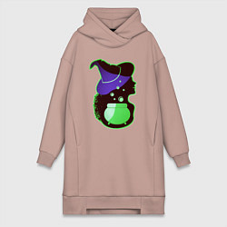 Женская толстовка-платье Девушка ведьма и котел с зельем