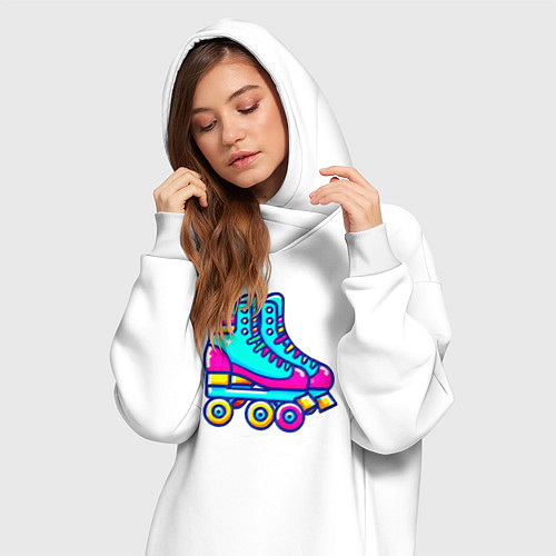 Женская толстовка-платье Retro rollers / Белый – фото 3