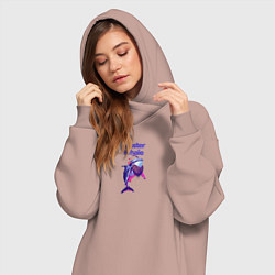 Женское худи-платье Hipster whale, цвет: пыльно-розовый — фото 2