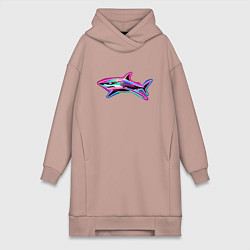 Женская толстовка-платье Светящаяся акула