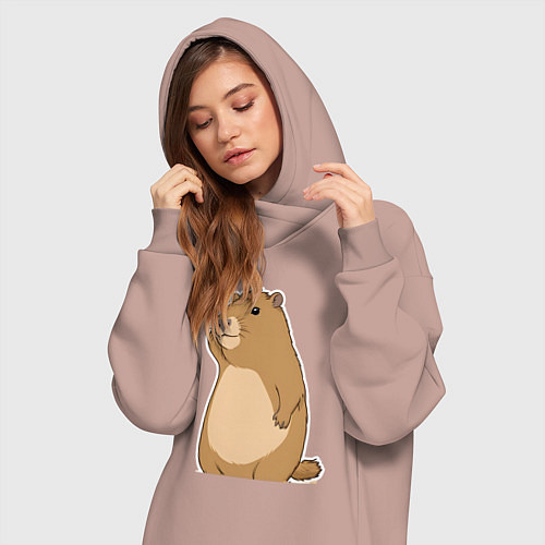 Женская толстовка-платье Прекрасная капибара / Пыльно-розовый – фото 3