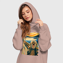 Женское худи-платье Морж кричит на картине Эдварда Мунка - мем искусст, цвет: пыльно-розовый — фото 2