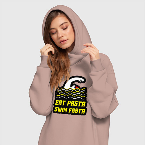 Женская толстовка-платье Ешь пасту плавай быстро / Пыльно-розовый – фото 3
