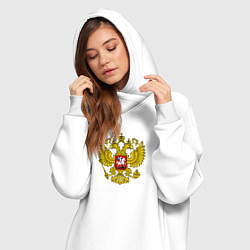 Женское худи-платье Герб РФ главный, цвет: белый — фото 2