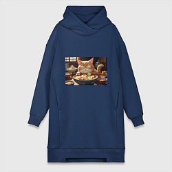 Женская толстовка-платье Кот обожает рамен