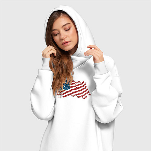 Женская толстовка-платье Развевающий флаг США / Белый – фото 3
