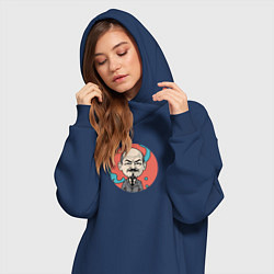 Женское худи-платье Портрет Владимира Ленина, цвет: тёмно-синий — фото 2