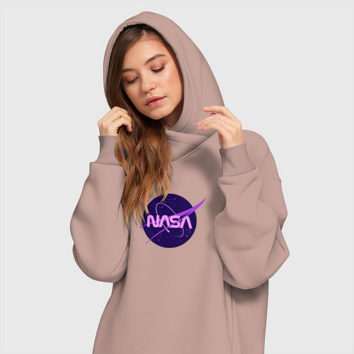 Женская толстовка-платье NASA logo / Пыльно-розовый – фото 3