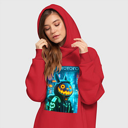 Женское худи-платье Totoro with a pumpkin head - halloween fantasy, цвет: красный — фото 2
