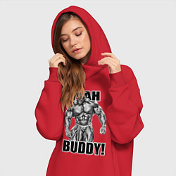 Женское худи-платье Ronnie Coleman- yeah buddy, цвет: красный — фото 2