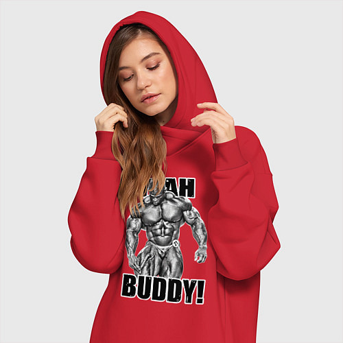 Женская толстовка-платье Ronnie Coleman- yeah buddy / Красный – фото 3