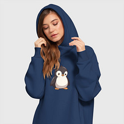 Женское худи-платье Милый пингвин в стиле аниме, цвет: тёмно-синий — фото 2