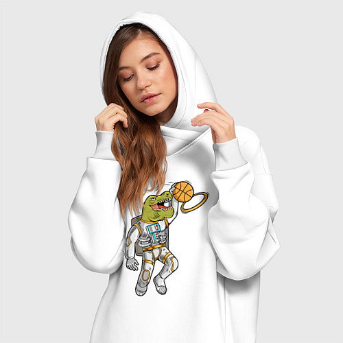 Женская толстовка-платье Динозавр баскетболист / Белый – фото 3