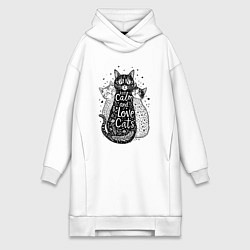 Женская толстовка-платье Keep calm and love cats