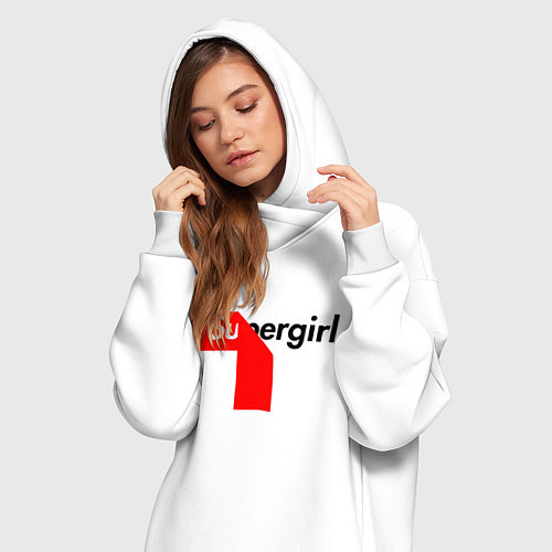 Женская толстовка-платье Супердевушка / Белый – фото 3