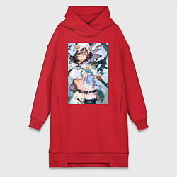 Женское худи-платье Девушка секси, цвет: красный