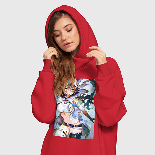 Женская толстовка-платье Девушка секси / Красный – фото 3