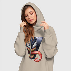 Женское худи-платье Venom with tongue sticking out, цвет: миндальный — фото 2