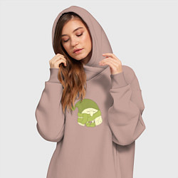 Женское худи-платье Сонный совенок, цвет: пыльно-розовый — фото 2