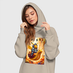 Женское худи-платье Pikachu knight on a snail - ai art fantasy, цвет: миндальный — фото 2