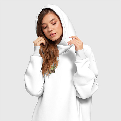 Женская толстовка-платье Персонаж Беби Йода / Белый – фото 3