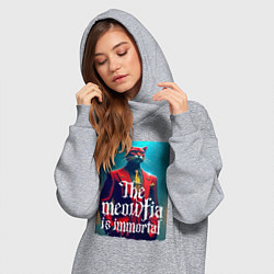 Женское худи-платье Мяуфия бессмертна - мем, цвет: меланж — фото 2